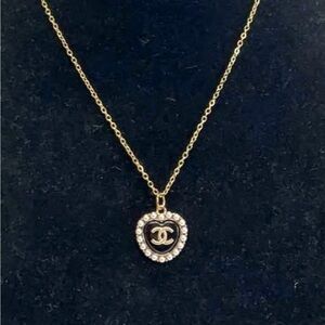 CC Repurposed Gold Heart Pendant Faux Pearls Necklace